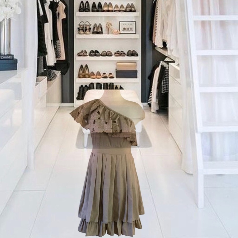Final Sale New One Shoulder Beige Dress
